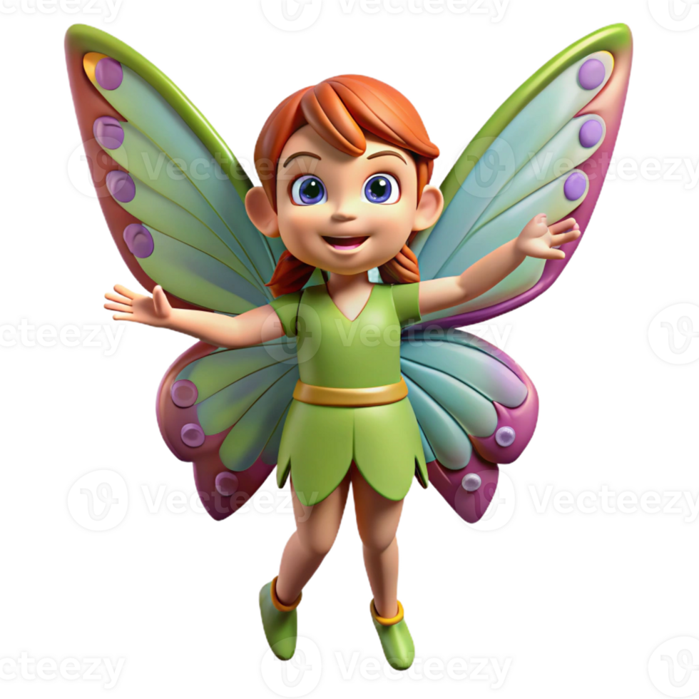 mesmerizing timeless A playful pixie with butterfly wings, with Transparent Background png