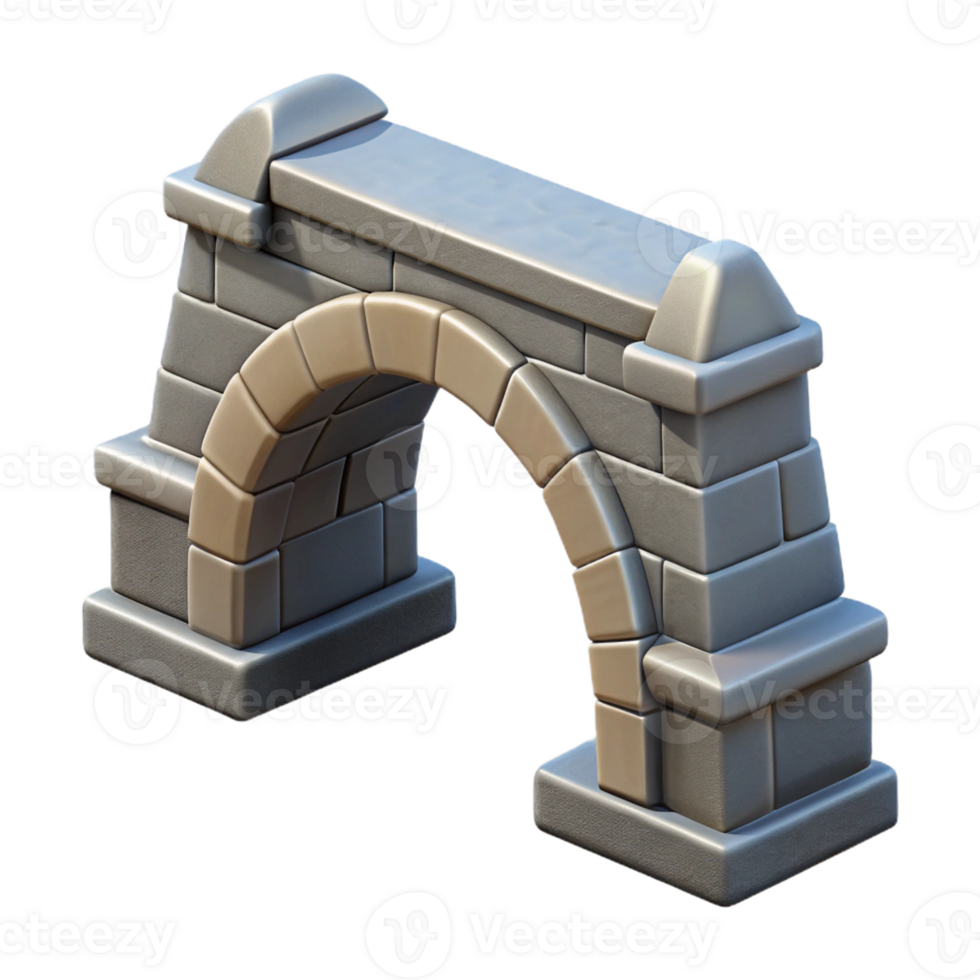 sumptuous gothic Stone arch bridge keystone, with Transparent Background authentic png