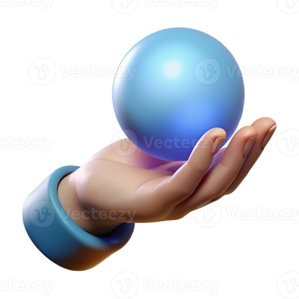 whimsical magnificent A single, realistic, human hand holding a glowing orb of light with Transparent Background elite png