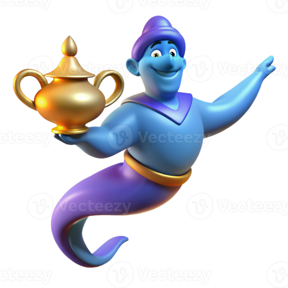 mesmerizing memorable A powerful genie emerging from a lamp, with Transparent Background png