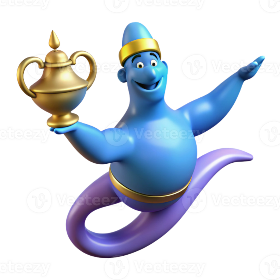sumptuous tropical A powerful genie emerging from a lamp, with Transparent Background artisan png