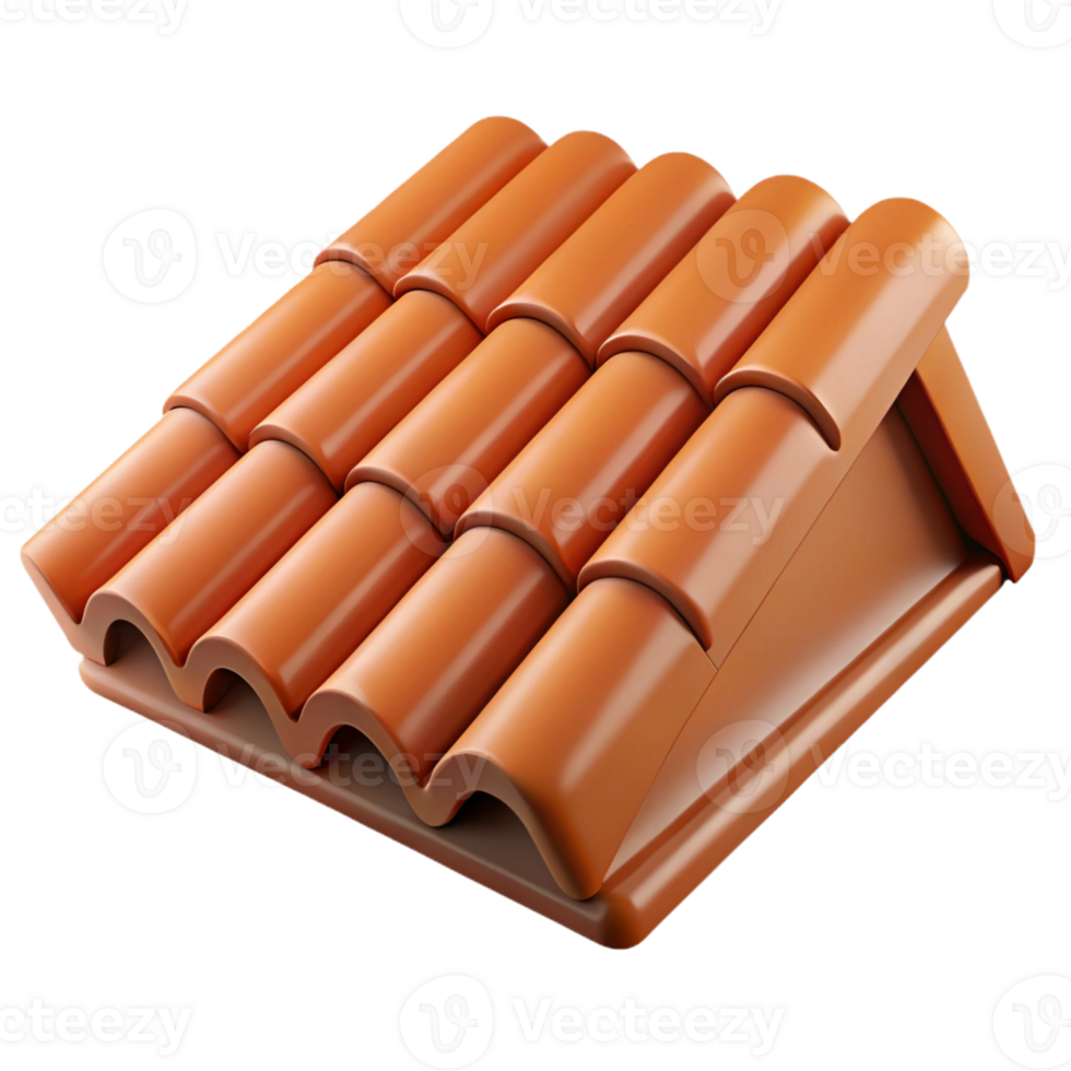 reflective sumptuous Roof tile, clay, with Transparent Background perfect clarity png