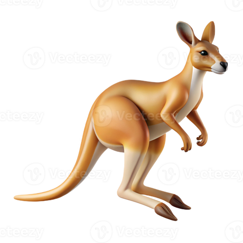 remarkable gothic Ultra-detailed, hyper-specific isolated cutout of a single kangaroo, hopping with Transparent Background museum quality png