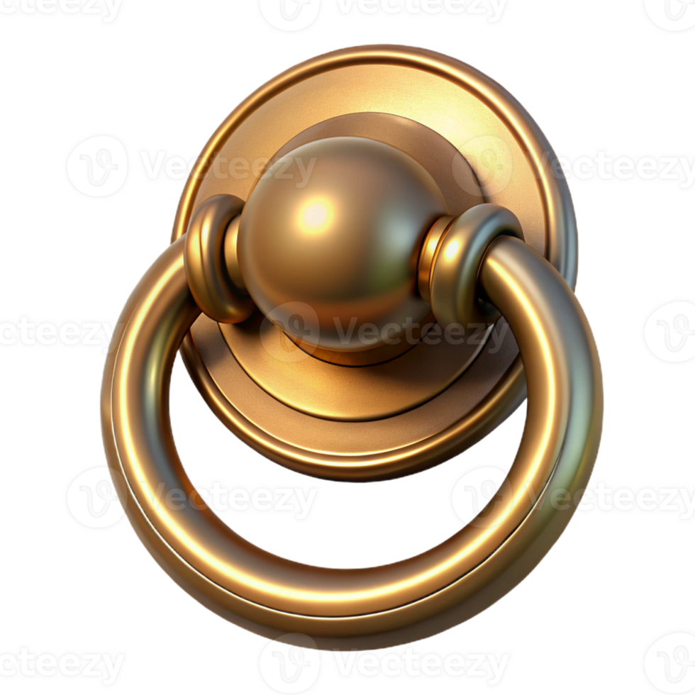 peaceful extraordinary Door knocker, brass, with Transparent Background expertly shot png