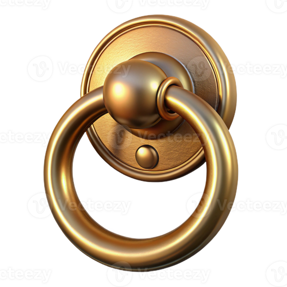 unforgettable traditional Door knocker, brass, with Transparent Background museum quality png