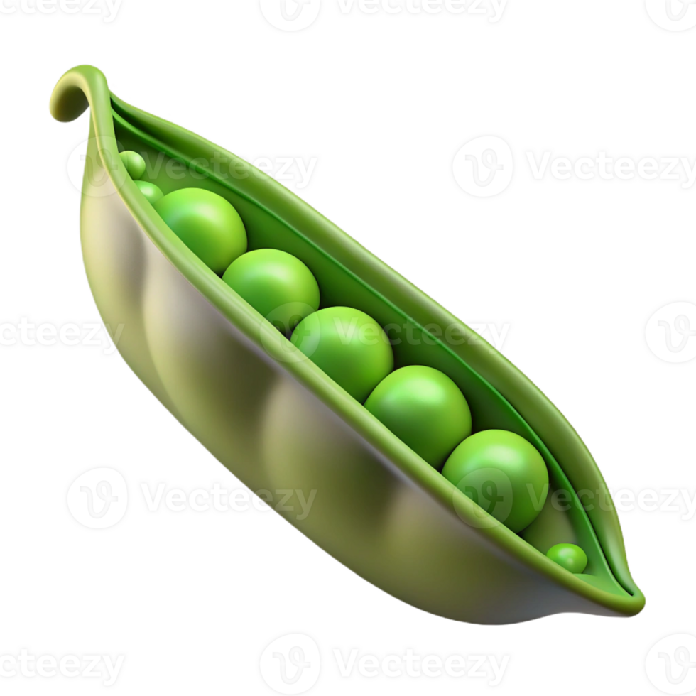 vibrant melancholic art deco Green pea pod, open, peas visible with Transparent Background gallery standard png