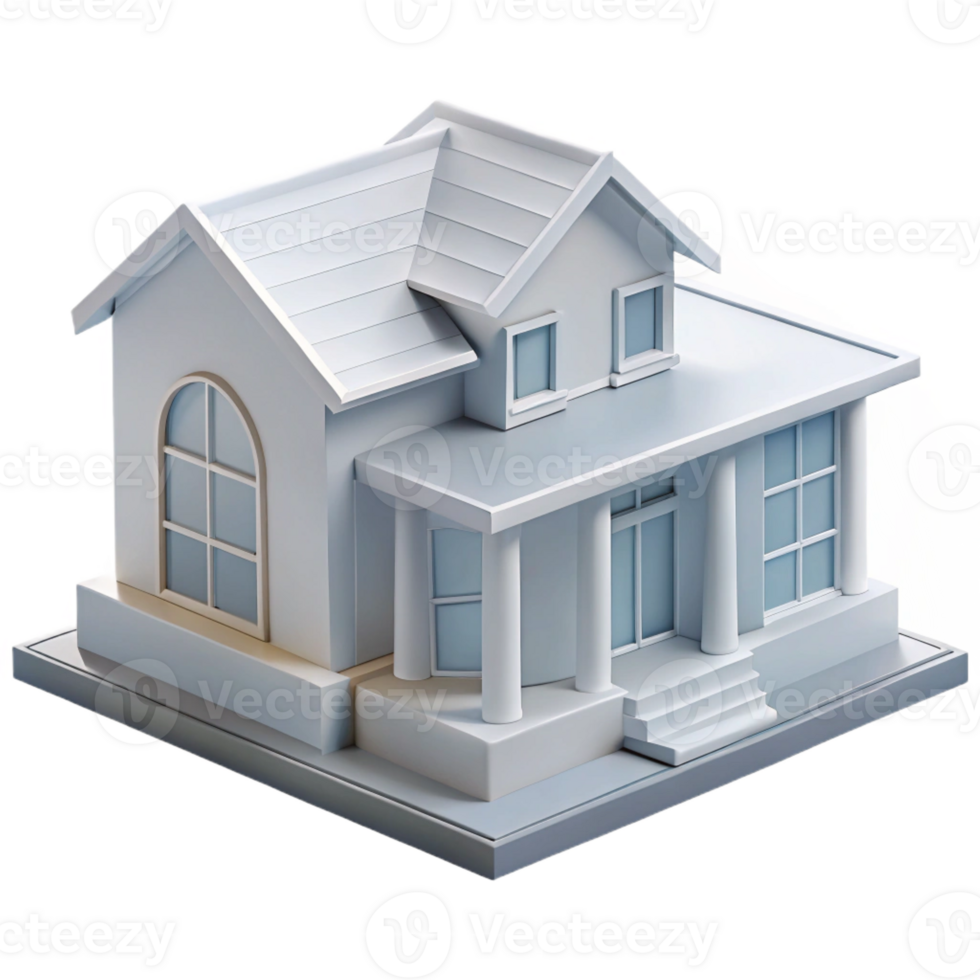 unparalleled classic Architectural model house, white, with Transparent Background high resolution png