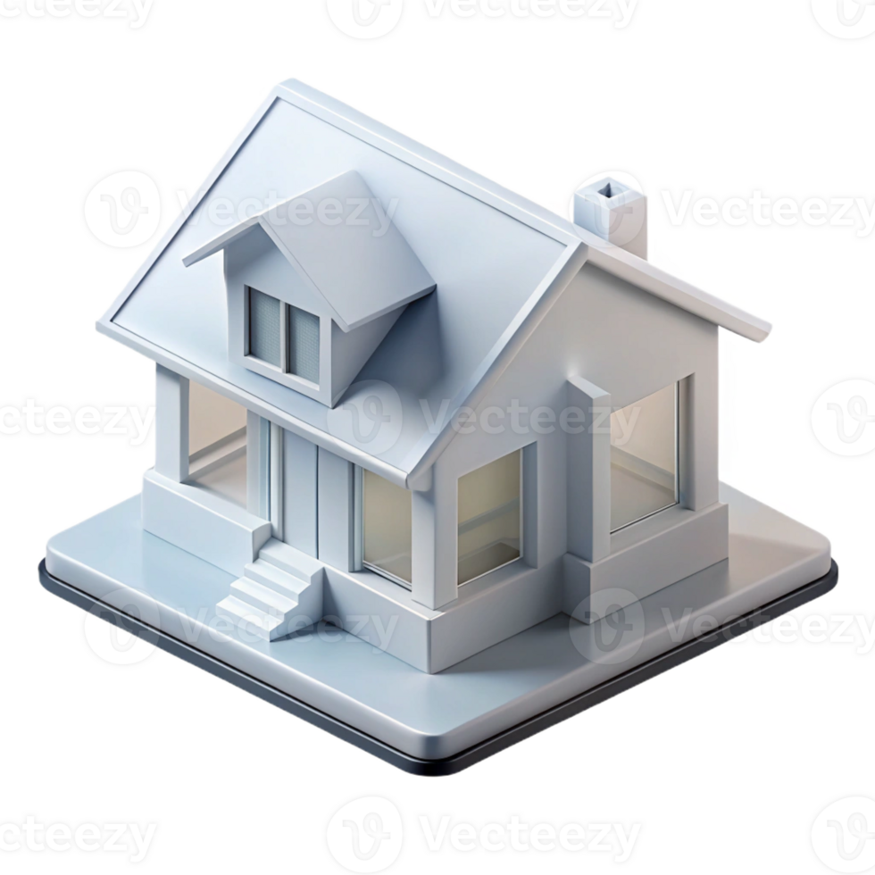 serene creative Architectural model house, white, with Transparent Background exclusive png