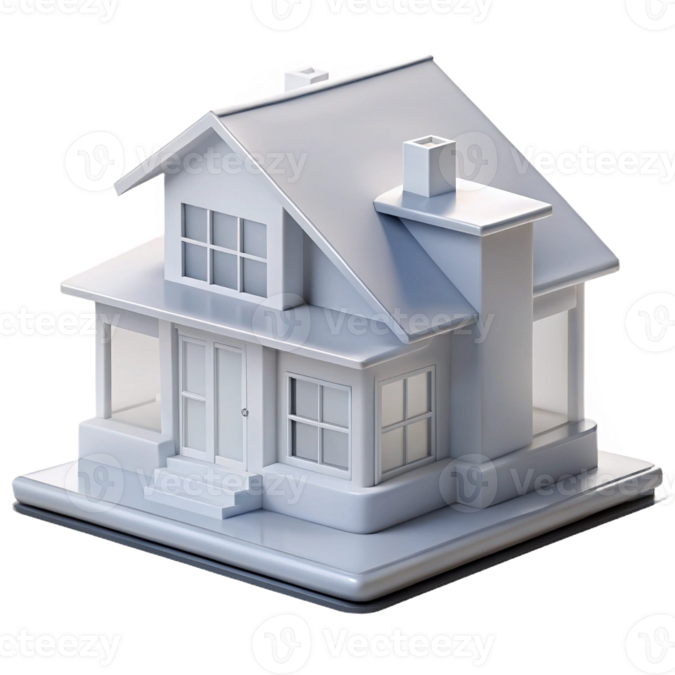 nostalgic serene Architectural model house, white, with Transparent Background impeccable png