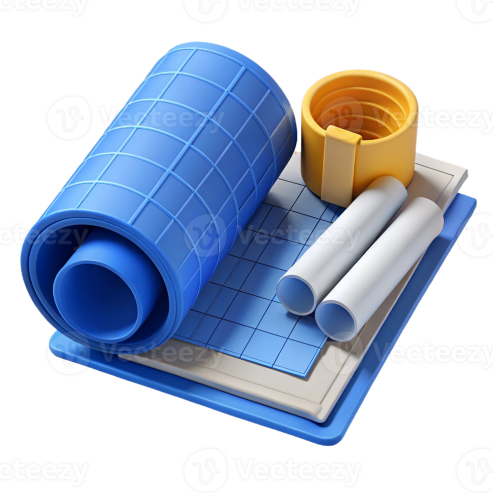 unparalleled contemporary Blueprints rolled, architectural drawings, with Transparent Background refined png