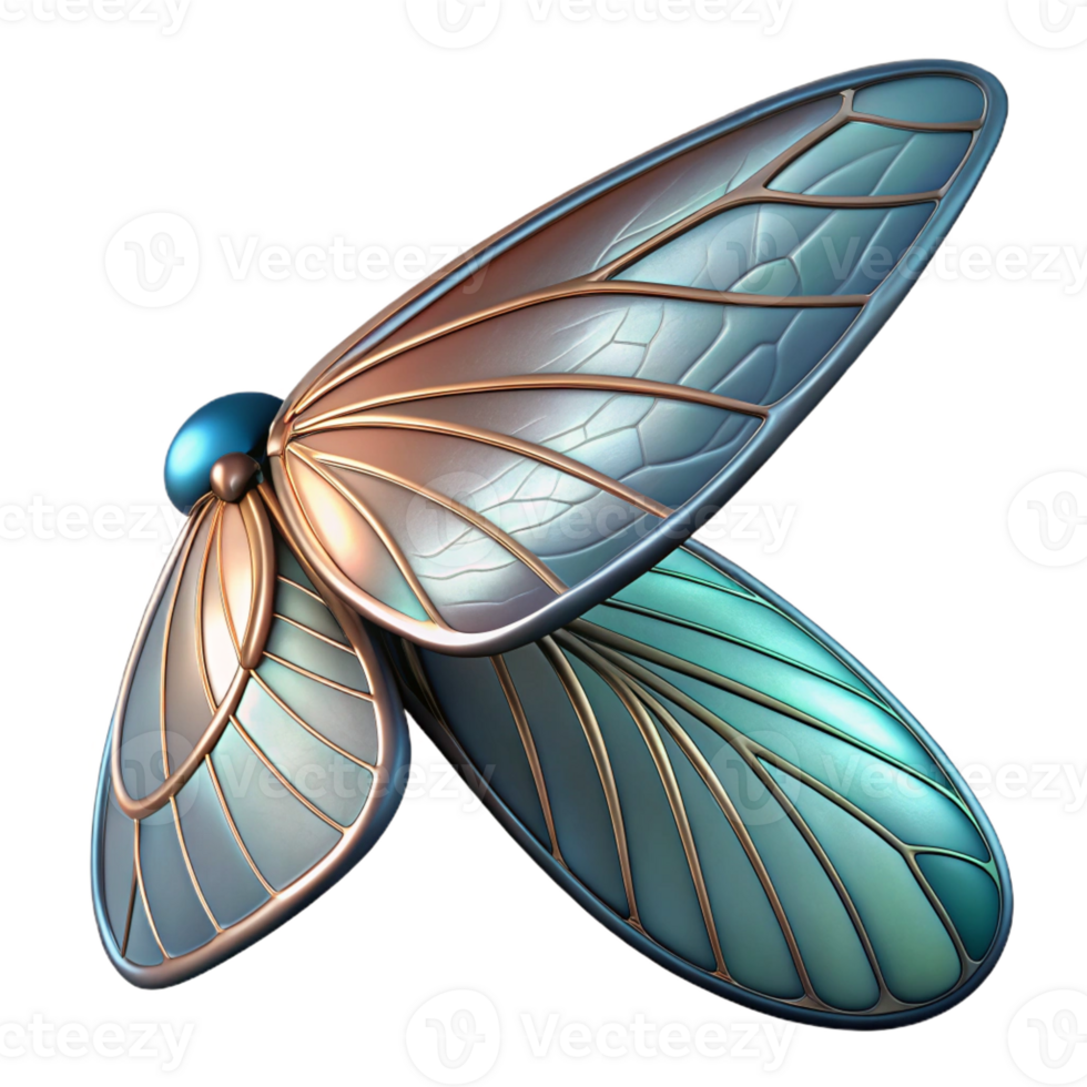 sought-after coastal Ultra-detailed, photorealistic isolated cutout of a biomechanical insect wing with metallic veins with Transparent Background flawless png