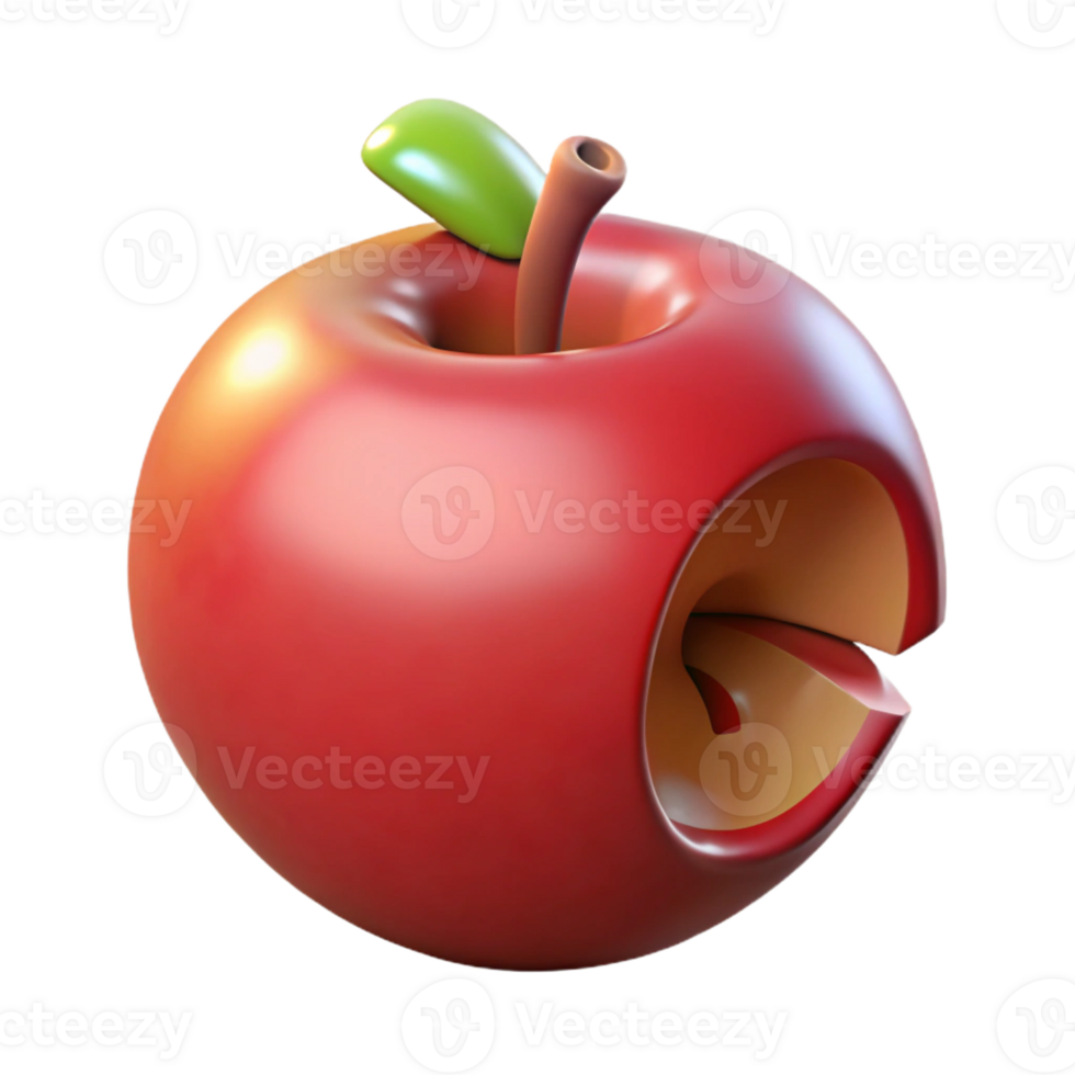 wonderful remarkable A single, poisoned apple with a bite taken out, with Transparent Background png