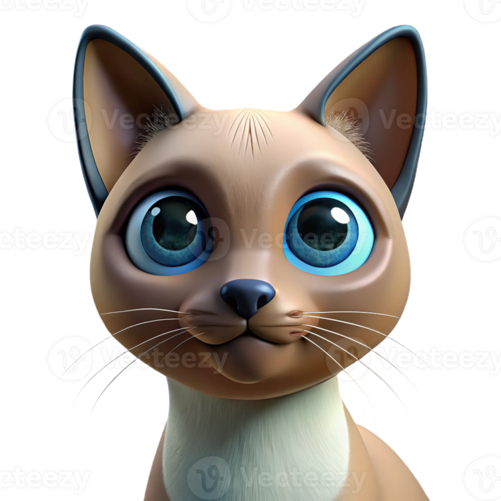 serene ethereal urban Siamese cat, blue eyes, curious expression with Transparent Background museum quality png