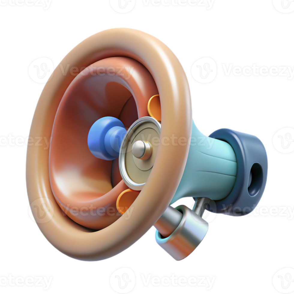 whimsical radiant Hyper-specific, professional render of a biomechanical ear with internal speakers and microphones, isolated cutout with Transparent Background refined png