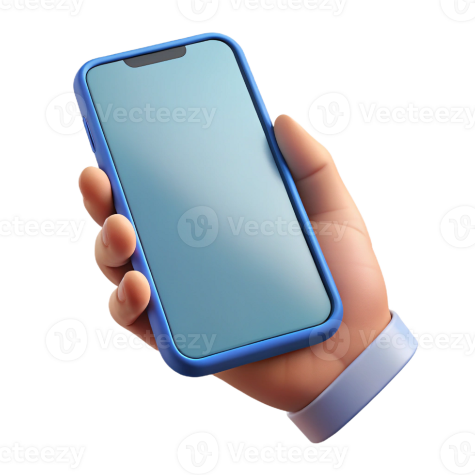 radiant exceptional Smartphone mockup in hand, with Transparent Background png