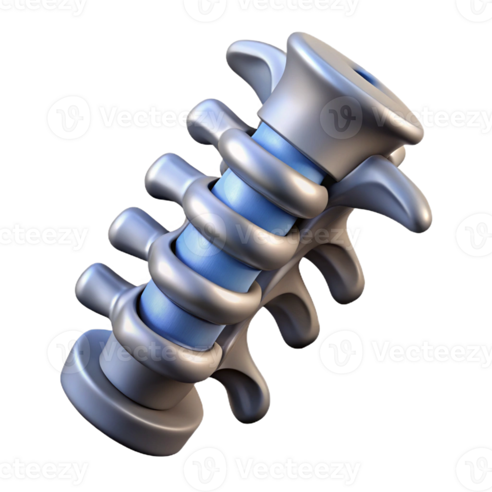 picturesque energetic avant-garde Concept art style, isolated cutout of a biomechanical spine with flexible metallic vertebrae with Transparent Background original png