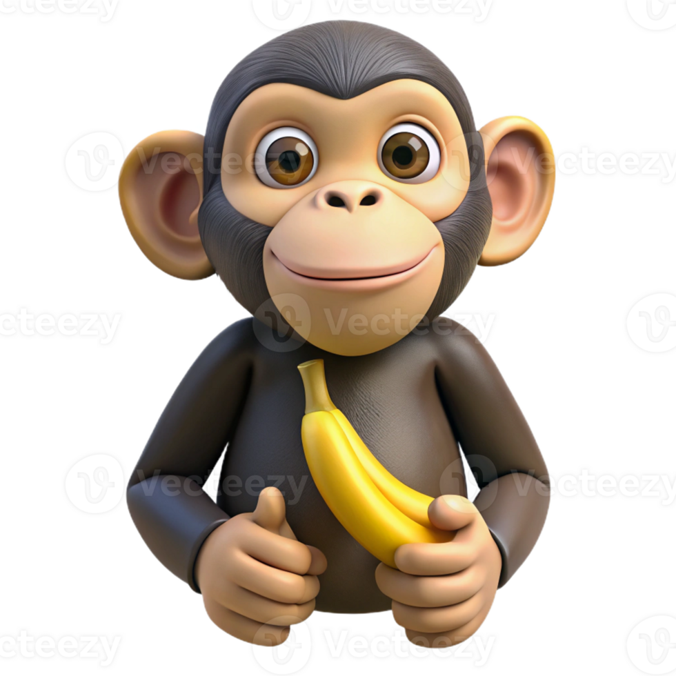 passionate wonderful Chimpanzee, holding a banana banana not visible, mischievous expression with Transparent Background impeccable png