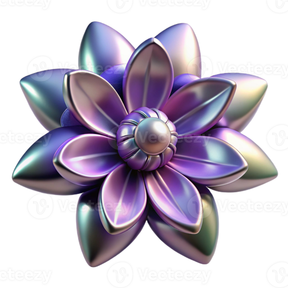 mysterious mesmerizing Concept art style, isolated cutout of a biomechanical flower with metallic petals and pistils with Transparent Background perfect clarity png