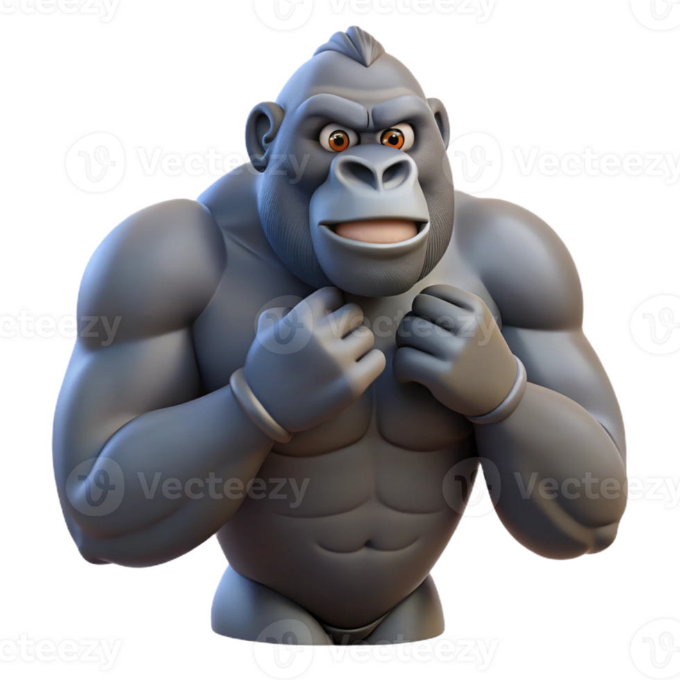 wonderful iconic Gorilla, silverback, beating chest with Transparent Background png
