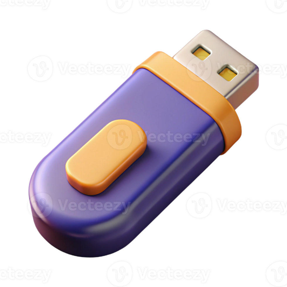 iconic contemporary USB flash drive, data storage device, with Transparent Background museum quality png
