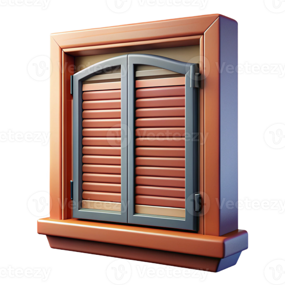signature futuristic Victorian era window shutter, with Transparent Background studio quality png
