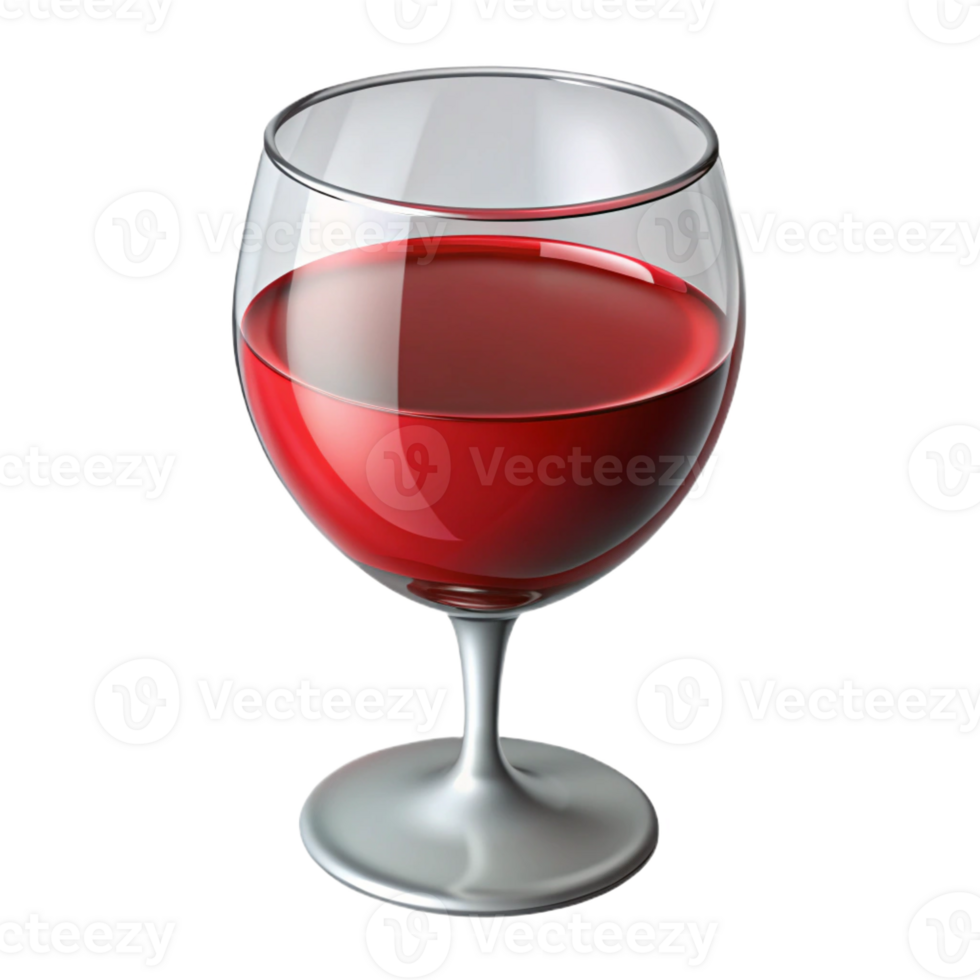 wonderful dynamic bohemian A glass of red wine, partially filled, highly realistic with Transparent Background high resolution png