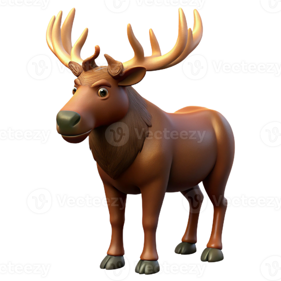 splendid victorian Moose, large antlers, brown fur with Transparent Background exclusive png