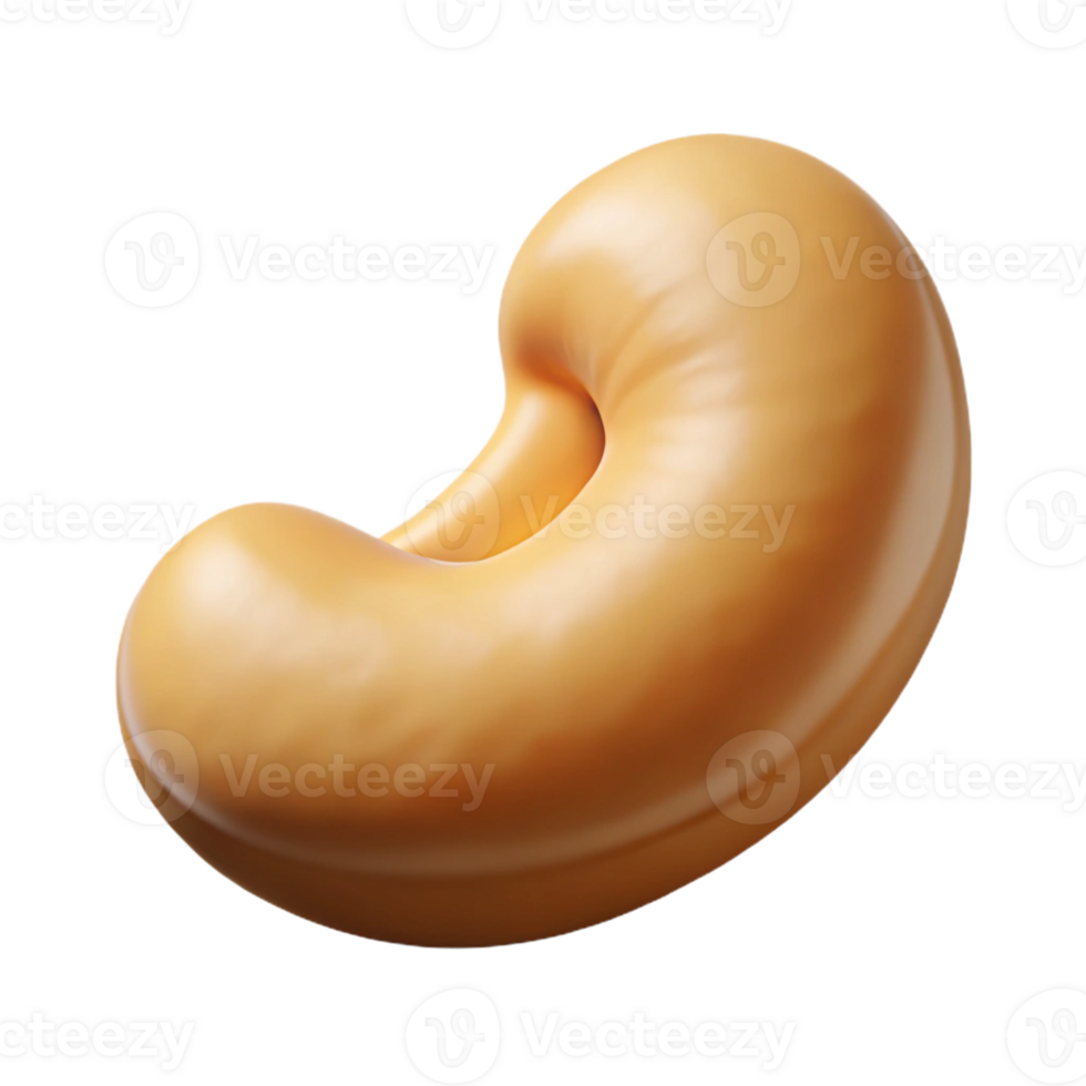 serene organic Concept art style, isolated cutout of a single cashew with Transparent Background high quality png
