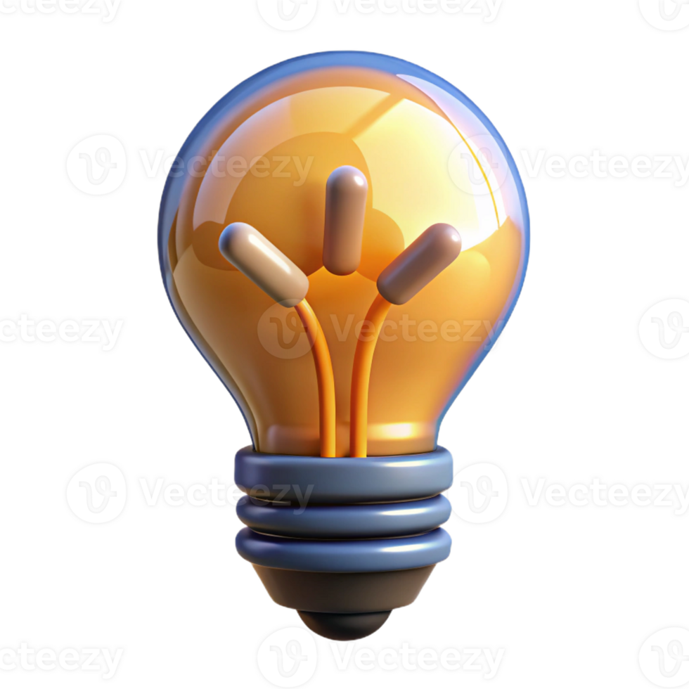 striking romantic minimalist A stylized lightbulb, with a glowing filament, representing an idea with Transparent Background premium png