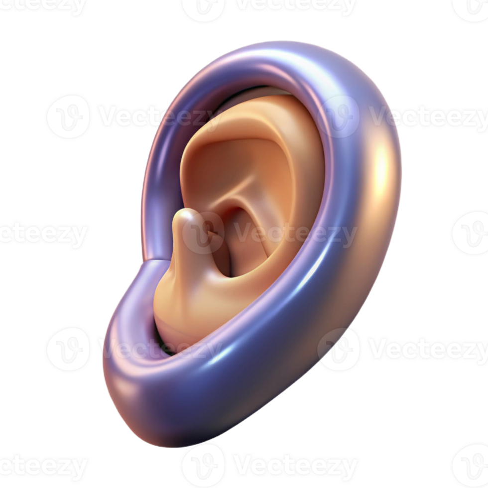 spectacular organic Photorealistic professional render of a single cybernetic ear implant, hyper-specific, isolated cutout with Transparent Background precision png