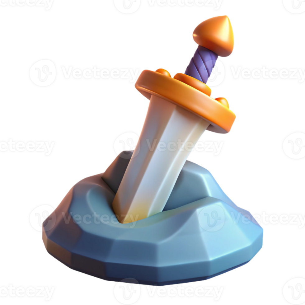 sumptuous distinctive A stylized, iconic sword in the stone, with Transparent Background png