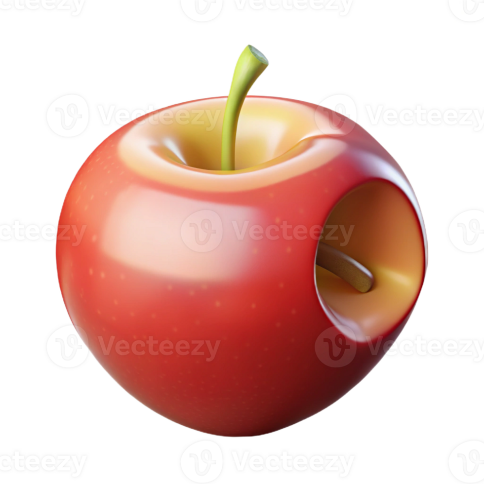unforgettable creative A single, ripe apple, with a perfect bite taken out of it with Transparent Background top-tier png
