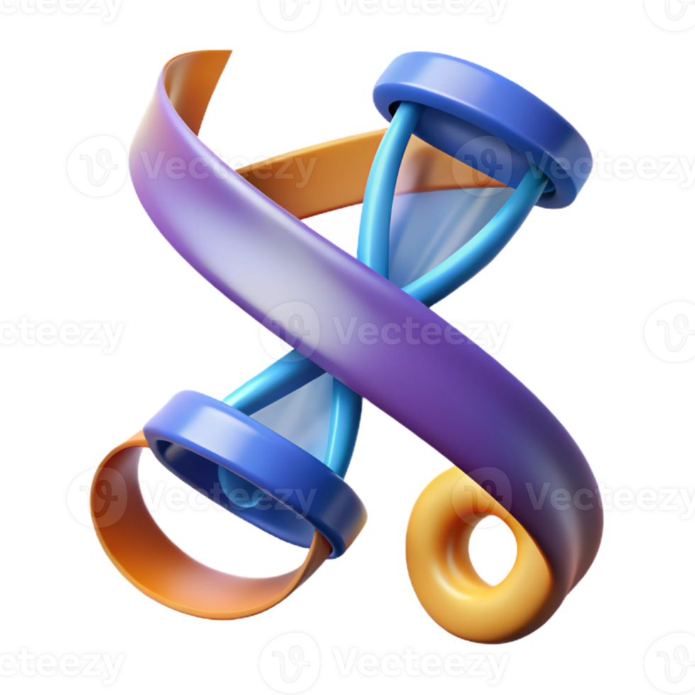 stunning distinctive Ultra-detailed, professional render of a floating pair of scissors cutting through a ribbon of spacetime with Transparent Background png