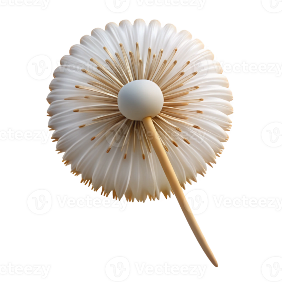 picturesque tranquil creative Concept art style, ultra-detailed, isolated cutout, professional render of a single dandelion seed head with Transparent Background 4K png