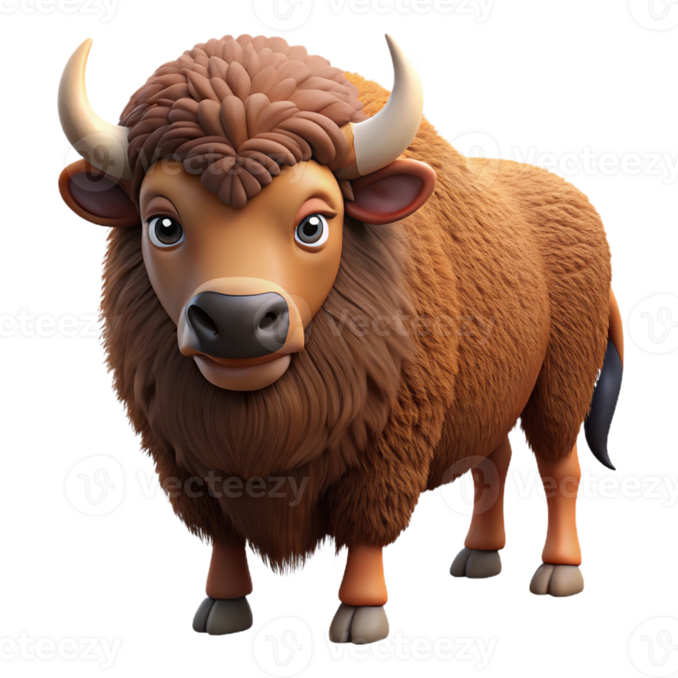 remarkable avant-garde Bison, American, shaggy brown coat with Transparent Background precision png