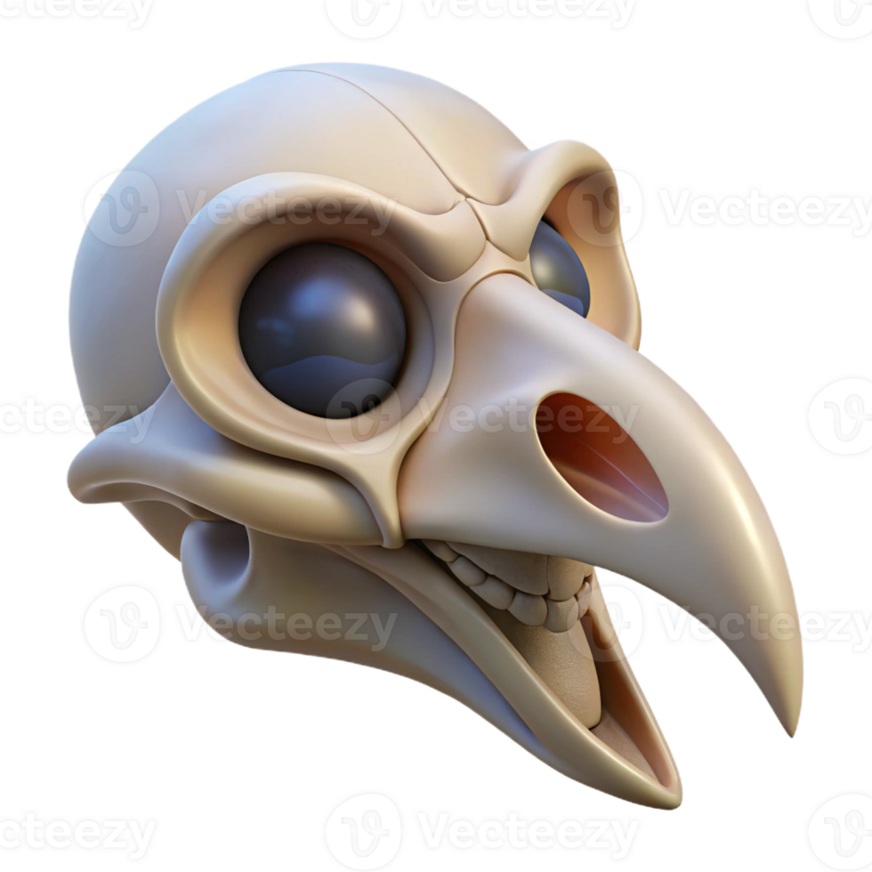 vibrant intense victorian Ultra-detailed, photorealistic isolated cutout of a biomechanical bird skull with optical enhancements with Transparent Background sharp png