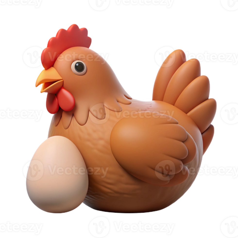 sought-after minimalist Hen, brown feathers, laying an egg egg not visible with Transparent Background flawless png