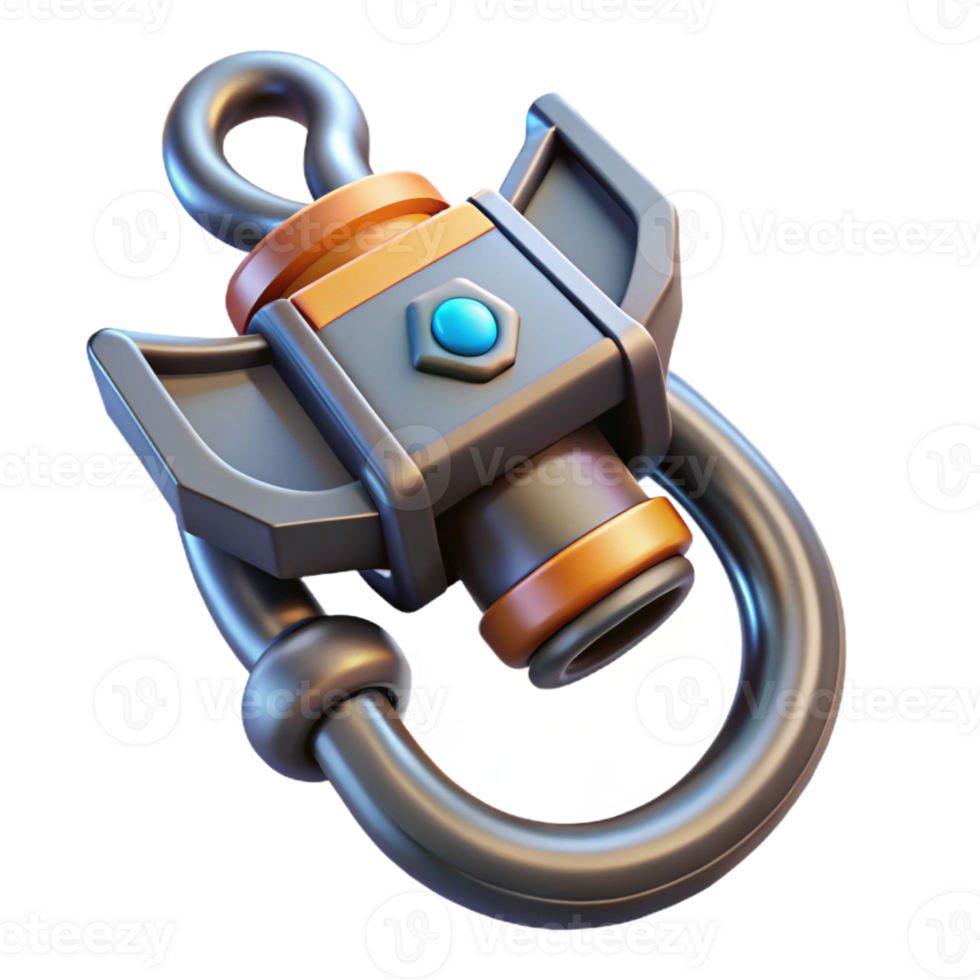 splendid mysterious avant-garde Concept art style, isolated cutout of a high-tech grappling hook, ultra-detailed, hyper-specific with Transparent Background genuine png