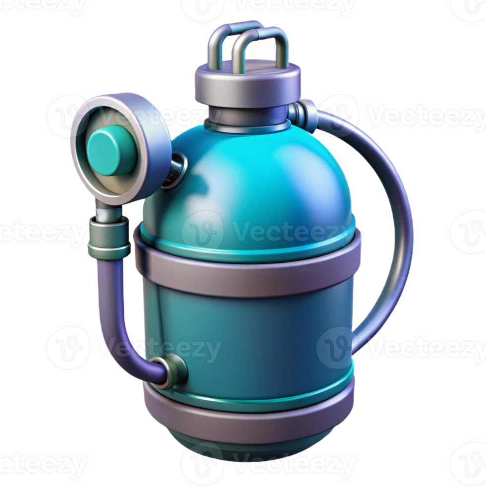 pristine energetic minimalist Ultra-detailed, isolated cutout of a futuristic oxygen tank, concept art style, hyper-specific with Transparent Background artisan png