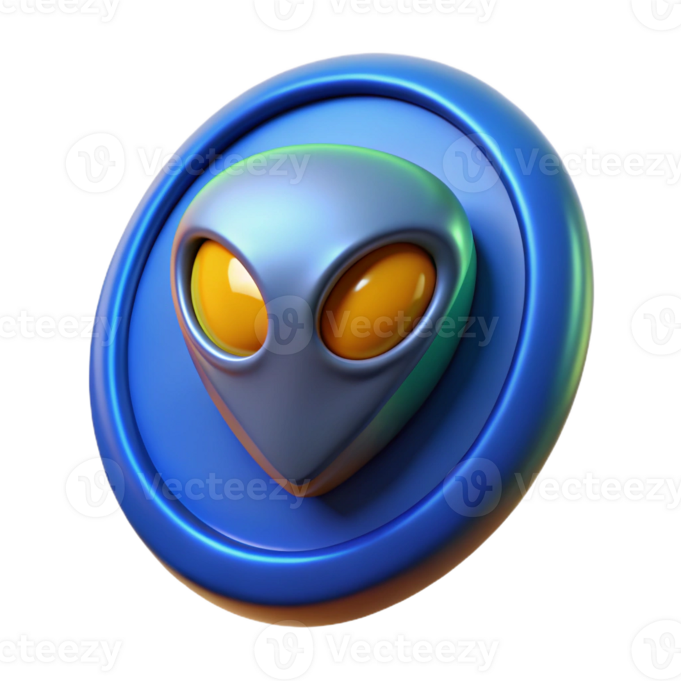 radiant exemplary Hyper-specific professional render of a single piece of alien currency, photorealistic, isolated cutout with Transparent Background png