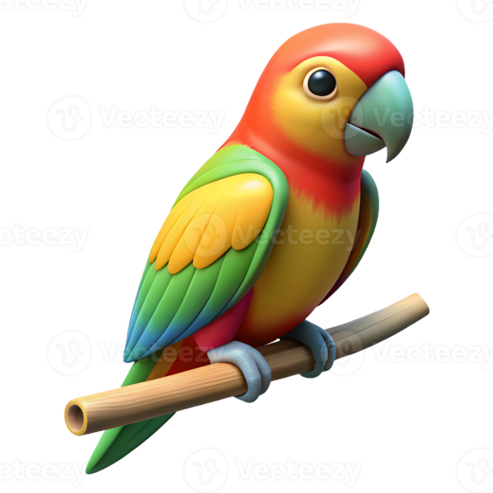 nostalgic picturesque Parrot, colorful feathers, perched on a branch branch not visible with Transparent Background premium png