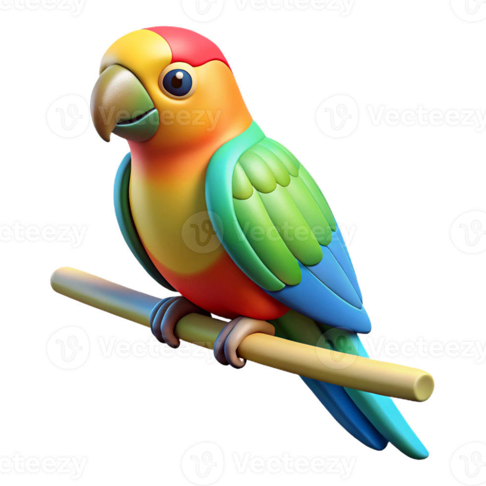 intense serene Parrot, colorful feathers, perched on a branch branch not visible with Transparent Background top-tier png