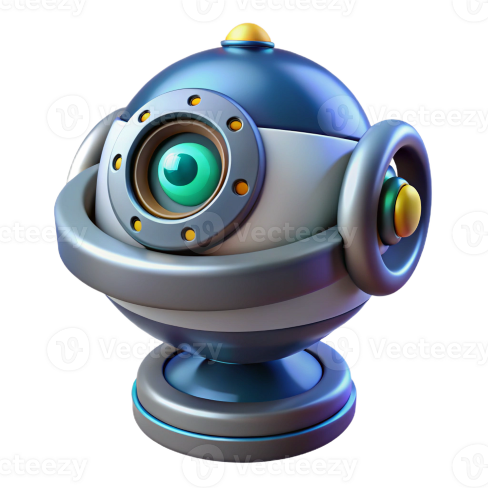 mesmerizing whimsical elegant Concept art style, isolated cutout of a futuristic security camera, ultra-detailed, hyper-specific with Transparent Background genuine png