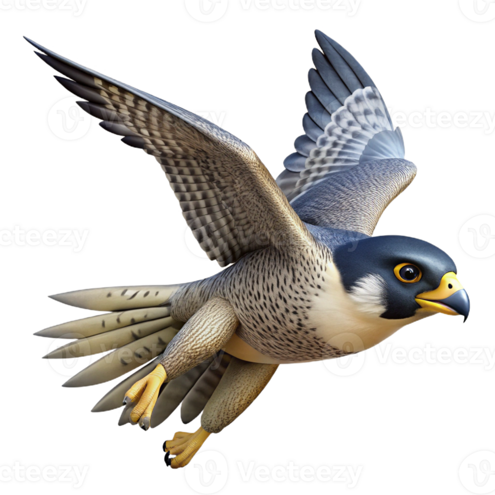 peaceful serene Falcon, peregrine falcon, diving with Transparent Background detailed png