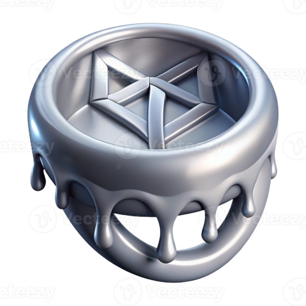 vibrant peaceful retro Concept art style, isolated cutout of a single, gleaming silver Draupnir ring, dripping with Norse runes with Transparent Background high quality png