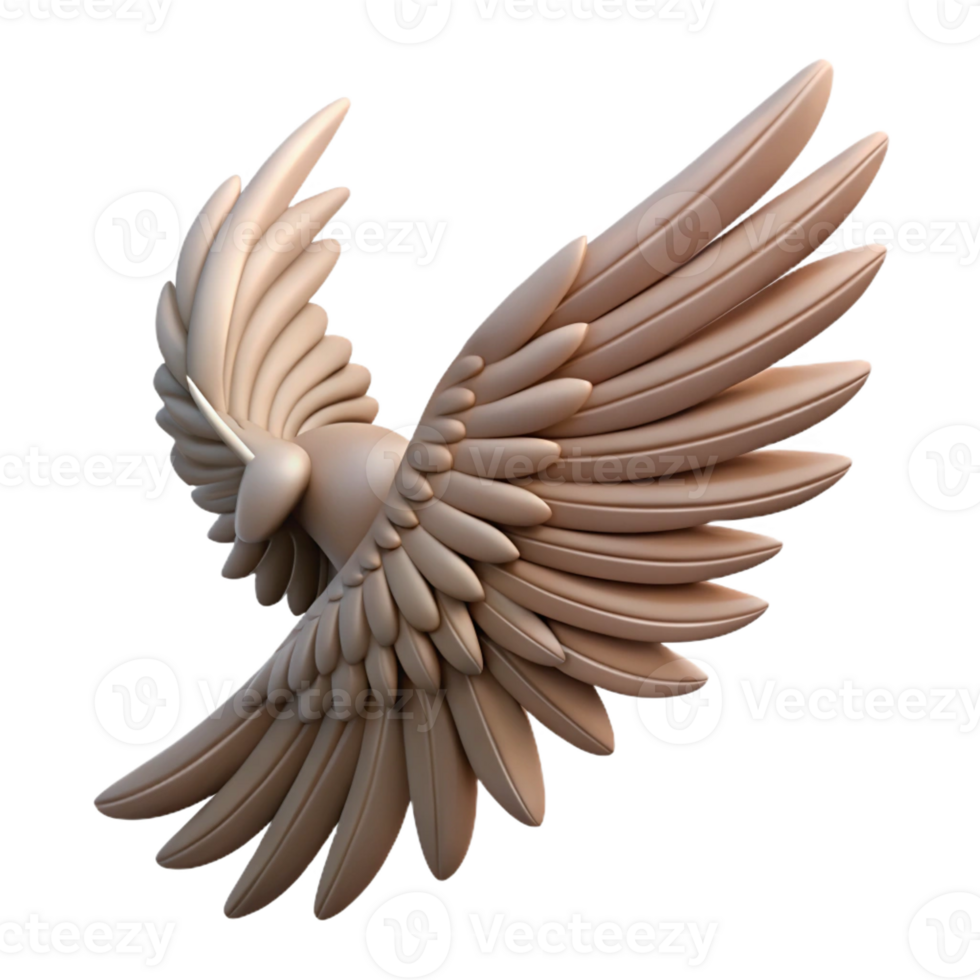 picturesque impressionist Professional render, hyper-specific, isolated cutout of a single, feathered Griffin wing, fully extended with Transparent Background 4K png