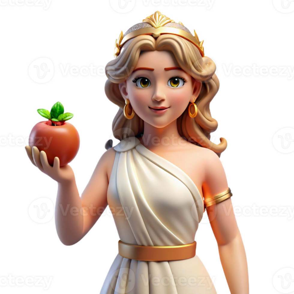 passionate breathtaking Hera, Goddess of Marriage, regal, holding a pomegranate with Transparent Background high resolution png