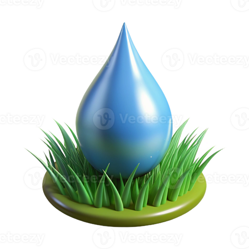 timeless tropical Photorealistic ultra-detailed isolated cutout of a single dewdrop on a blade of grass, with Transparent Background authentic png