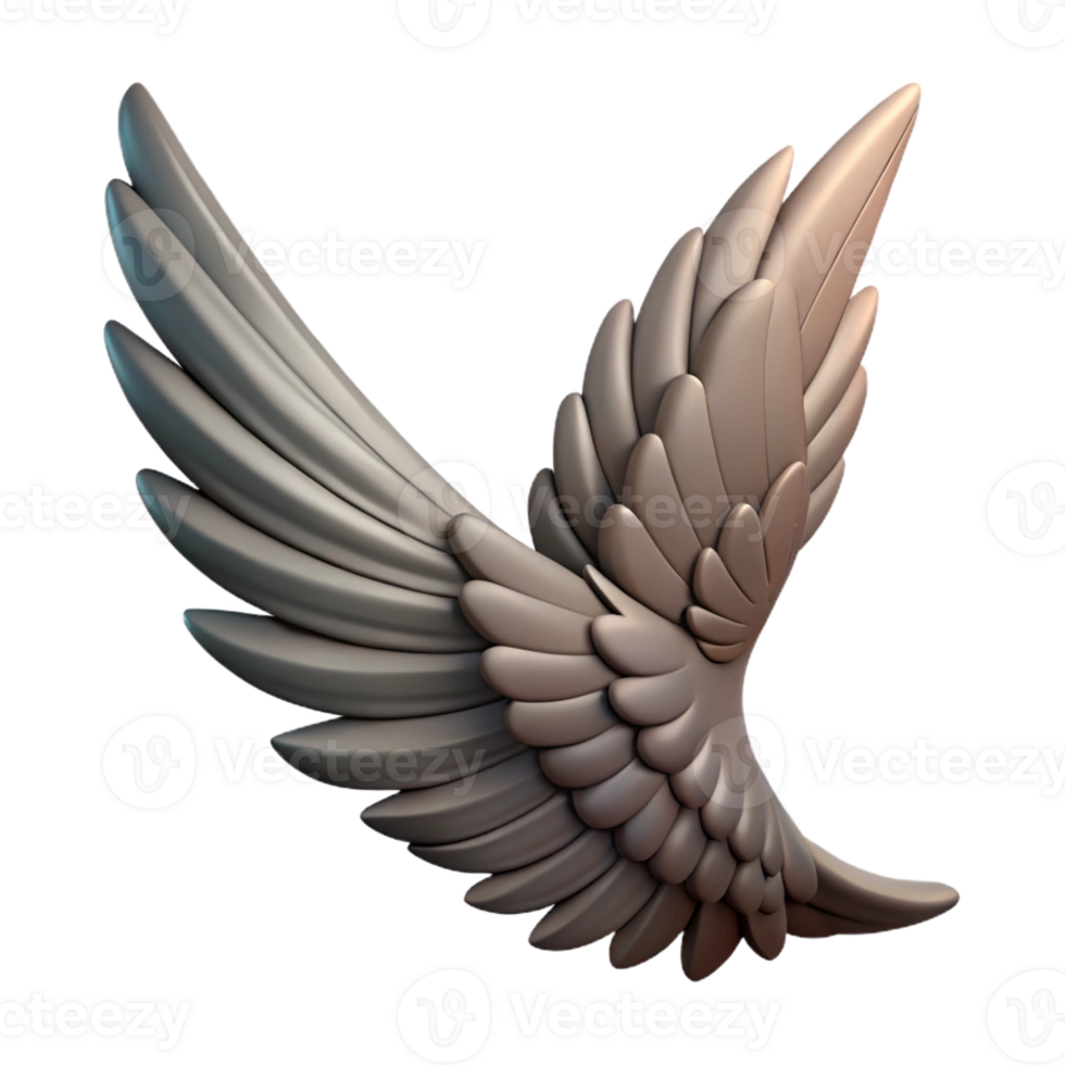 reflective wonderful Professional render, hyper-specific, isolated cutout of a single, feathered Griffin wing, fully extended with Transparent Background top-tier png
