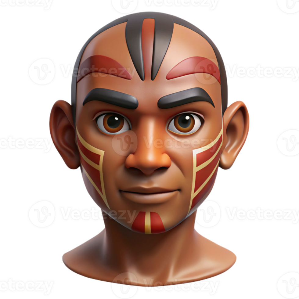 sumptuous memorable Isolated cutout, hyper-specific concept art style, ultra-detailed tribal war paint design on a human face with Transparent Background png
